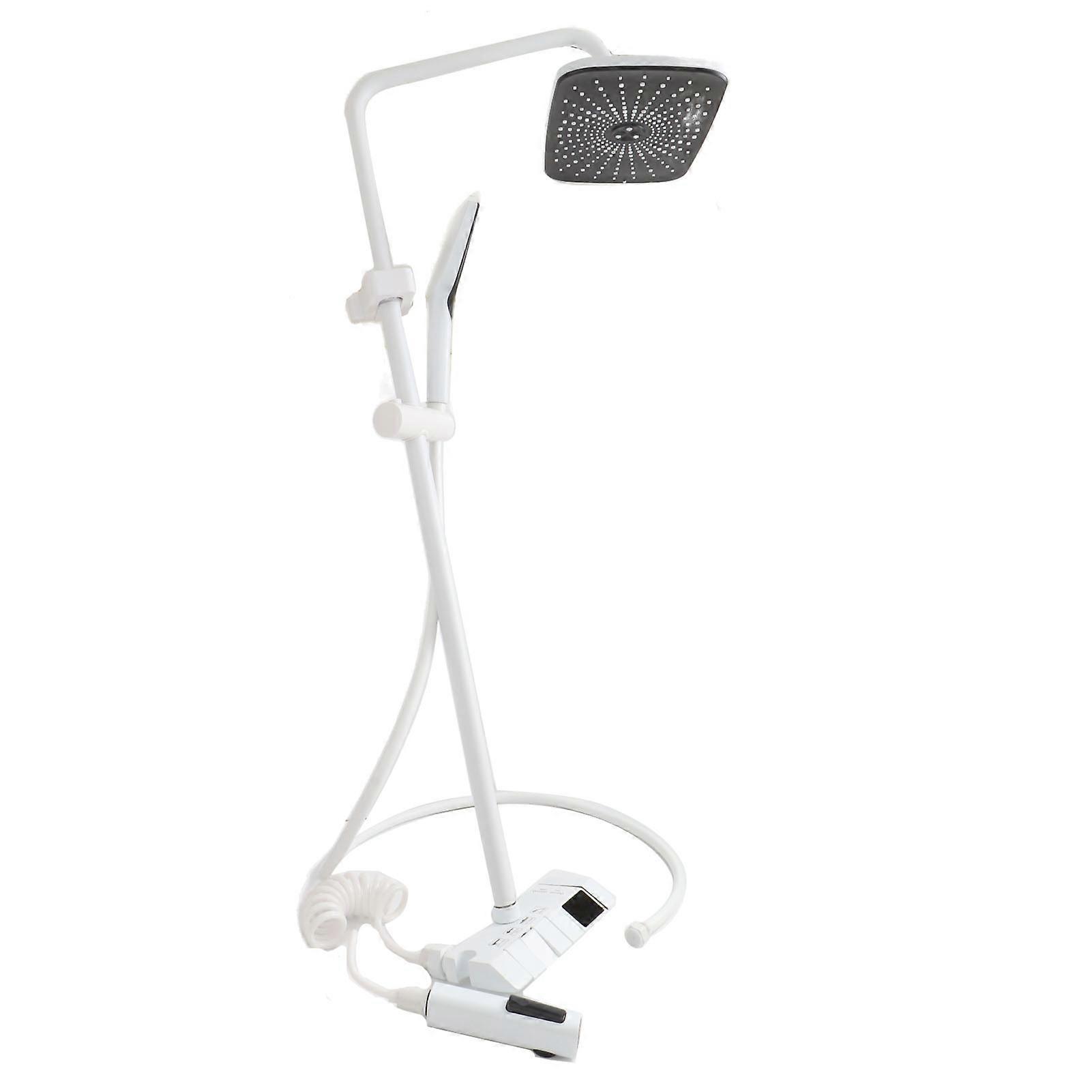 Bathroom Shower Head Set NPT 1/2 Push Button Comfortable Rainfall Shower Head With Handheld Sprayer Combo White 