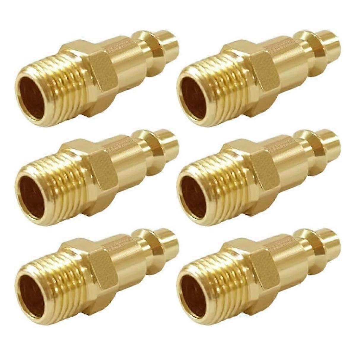 Mosazná průmyslová vzduchová hadice Connect Plug Air Compressor Pneumatický spojovací adaptér 1/8 palce NPT samec-6PCS