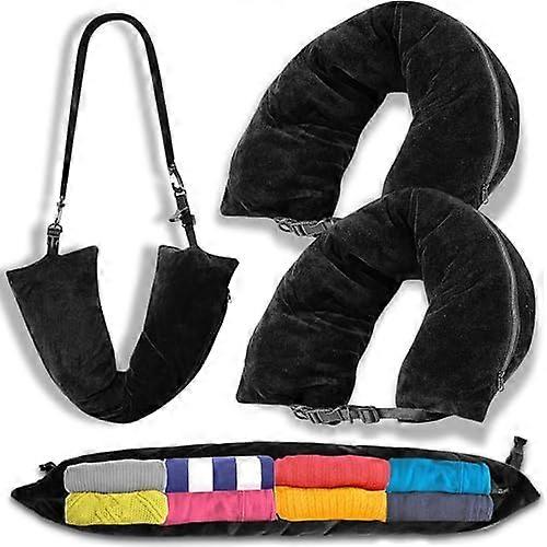 2 Pieces Travel Pillow Stuffable Soft Velvet for Airplane Travel