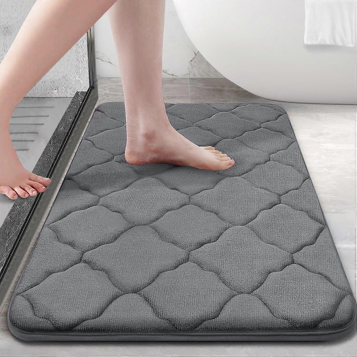 Memory Foam Bath Mat Rug 30x20, Soft Absorbent, Non-Slip, Machine Washable Bath Carpet, Dark Grey