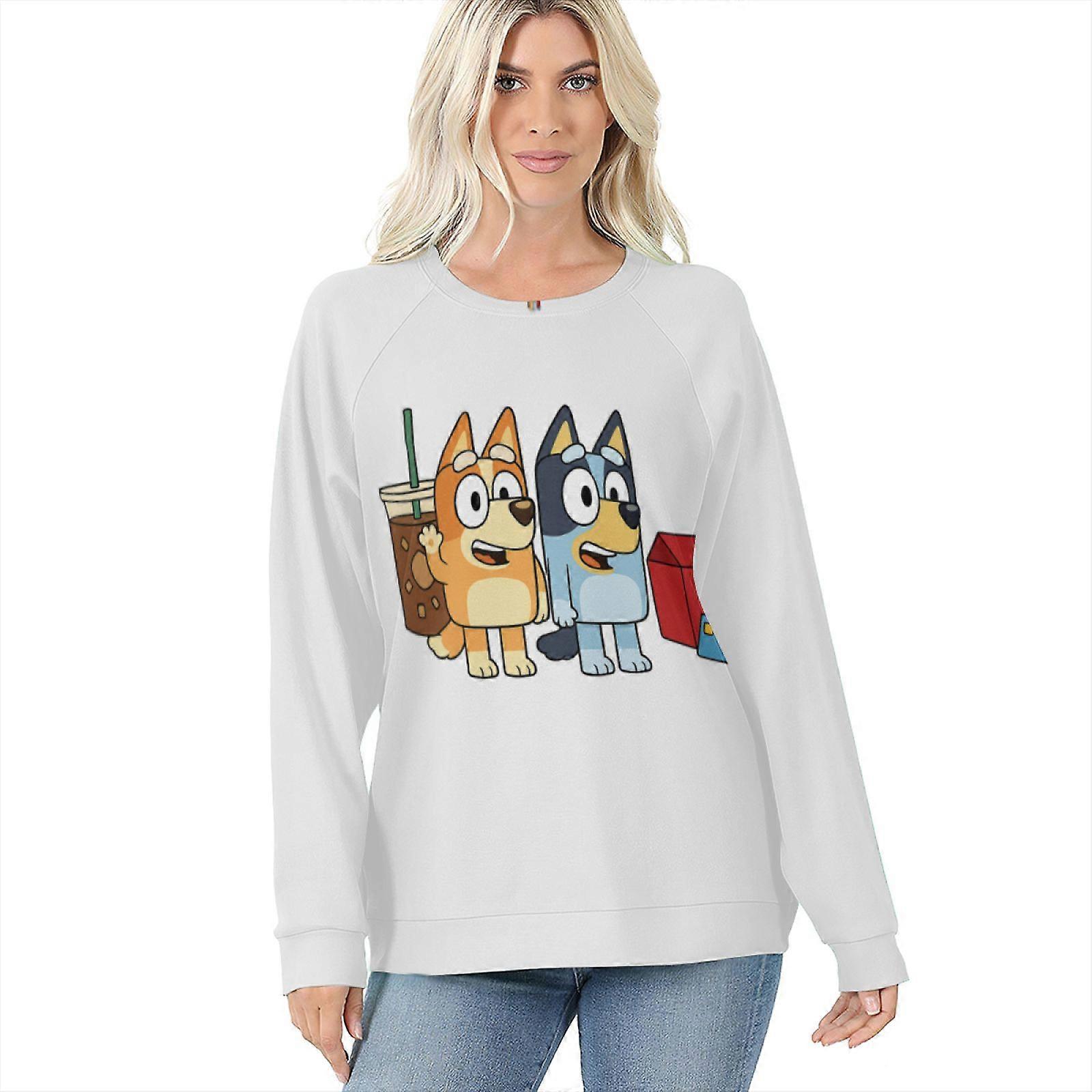 Bluza z grafiką na Dzień Matki dla kobiet Śliczna kreskówka Nadruk psa Długi rękaw Sweter Biały Okrągły dekolt Codzienny Top Rozmiary S-5XL