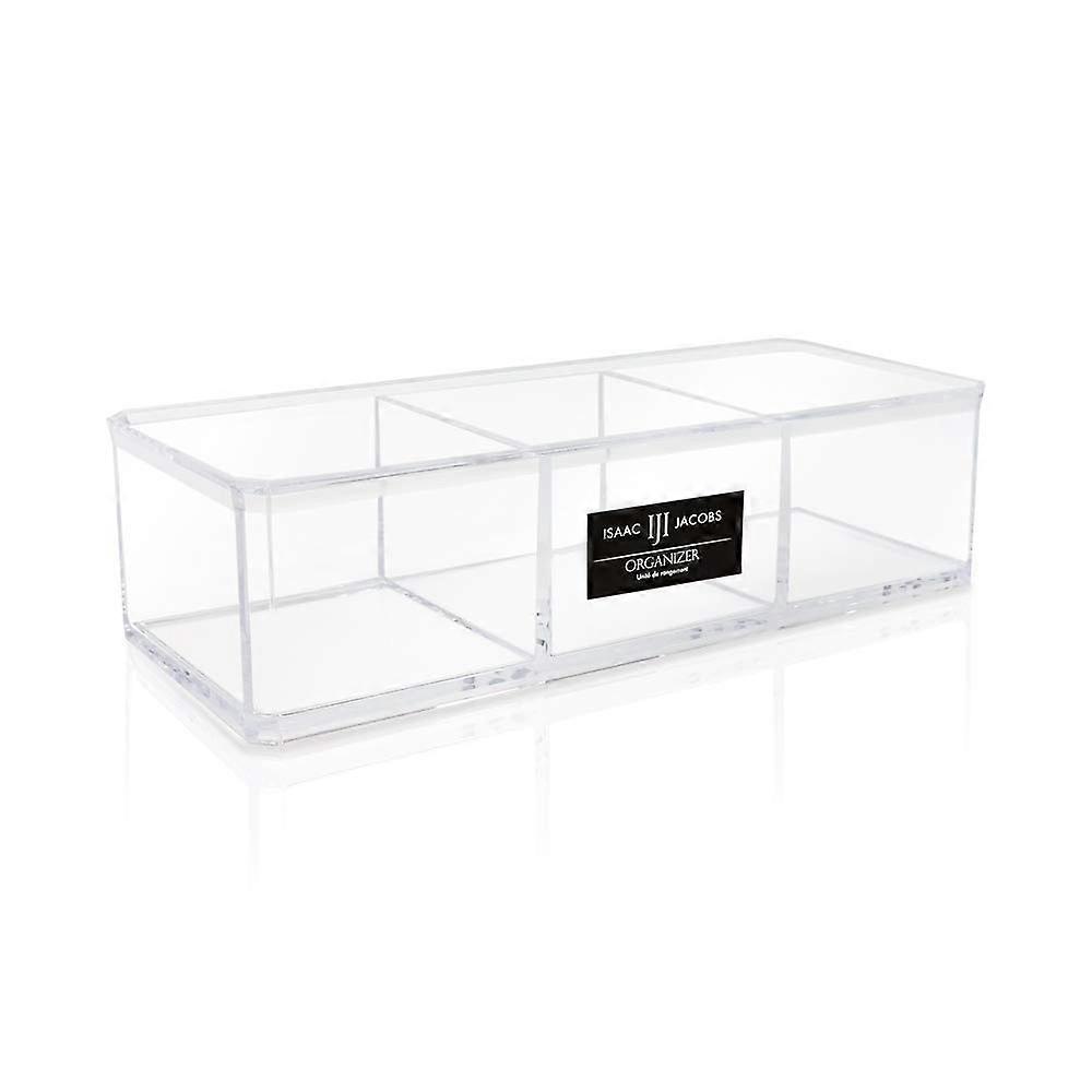 Clear Acrylic 3-Compartment Drawer Organizer for Office, Bathroom, Kitchen Storage Solution, Transparent Design