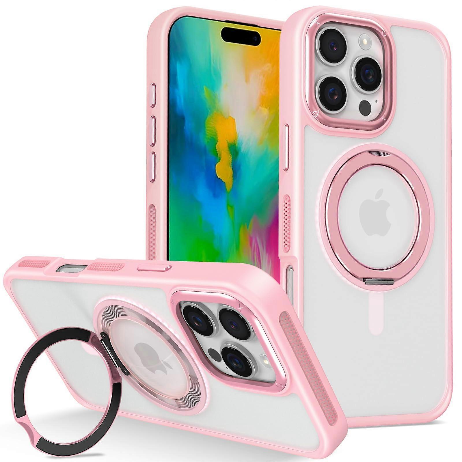 Case for iPhone 16 Pro Max With Magnetic Stand MagSafe Compatible Drop Protection Shockproof Translucent Back 6.9-Inch