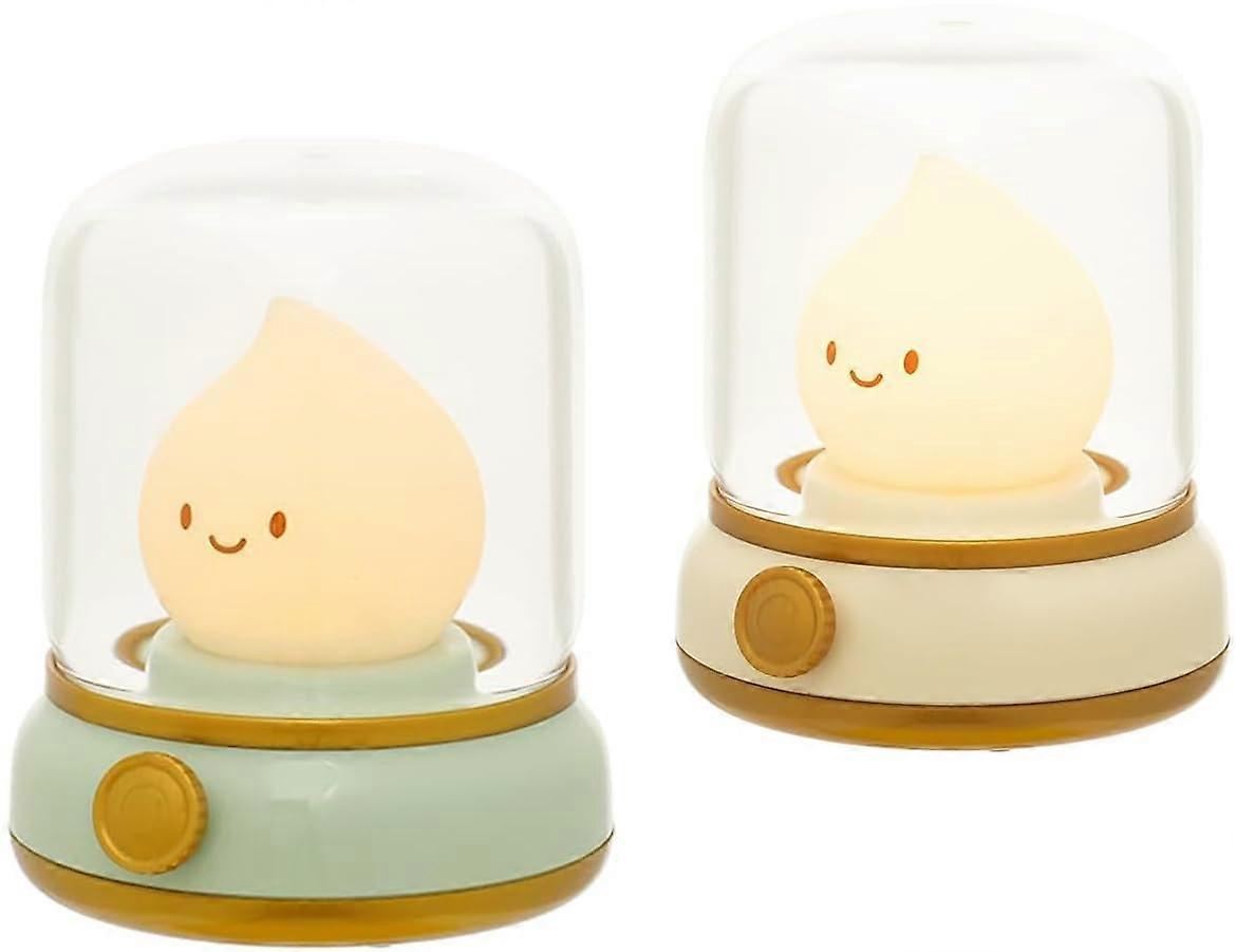 Chibi Flame Lamp with Flameless Candles, Soft Night Light for Kids, Cute Decorative Table Lamp, Battery Operated