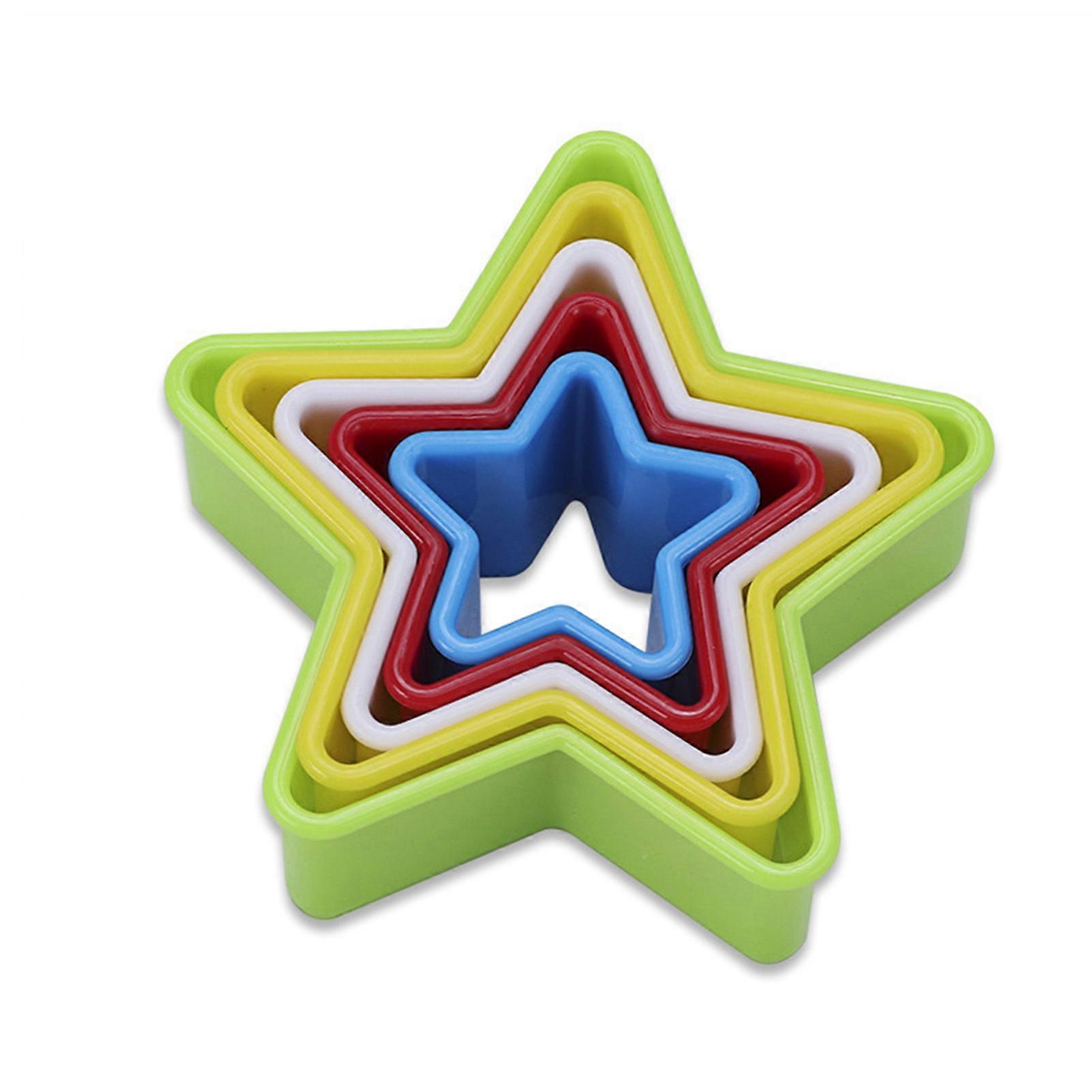 5pcs Star Shaped Cookie Molds Colored Plastic Biscuit Molds for Kitchen Baking Tools