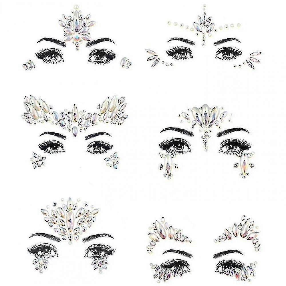 6pcs Noctilucent Face Gems Tattoo Sticker,cosplay