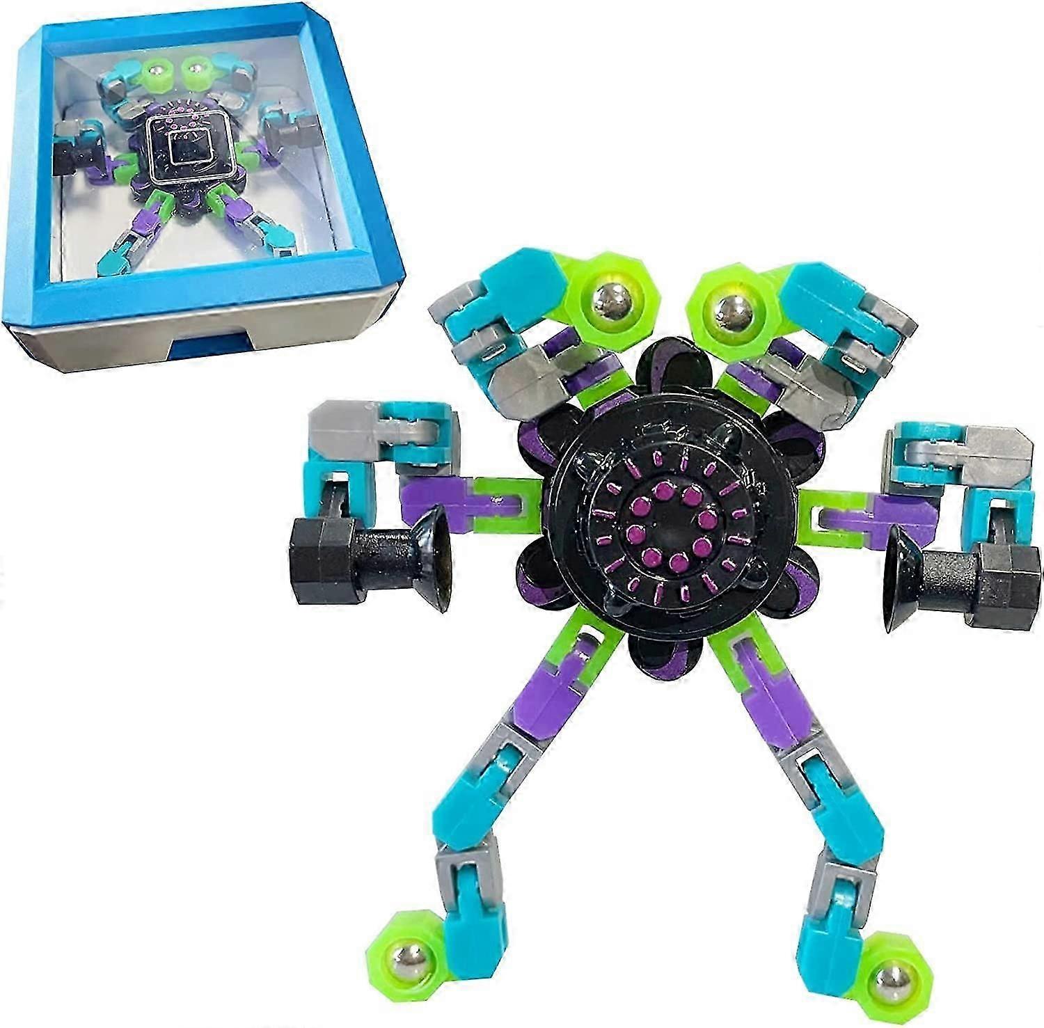 Deformable Fidget Spinner - Decompression Fingertip Spinner, Children's Unique DIY Chain Cool Fidget Robot, Stress Relief & Anti Anxiety Toys for Adul