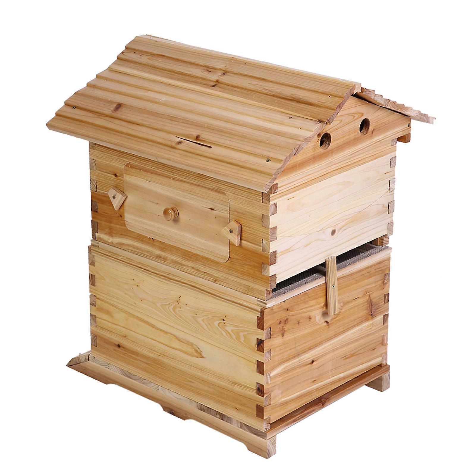 7-Frame Automatic Bee Hive Wooden Beehive Box Durable Cedar Wood Beekeeping Equipment Easy Honey Flow Harvest Lightweight Large Capacity for Efficient