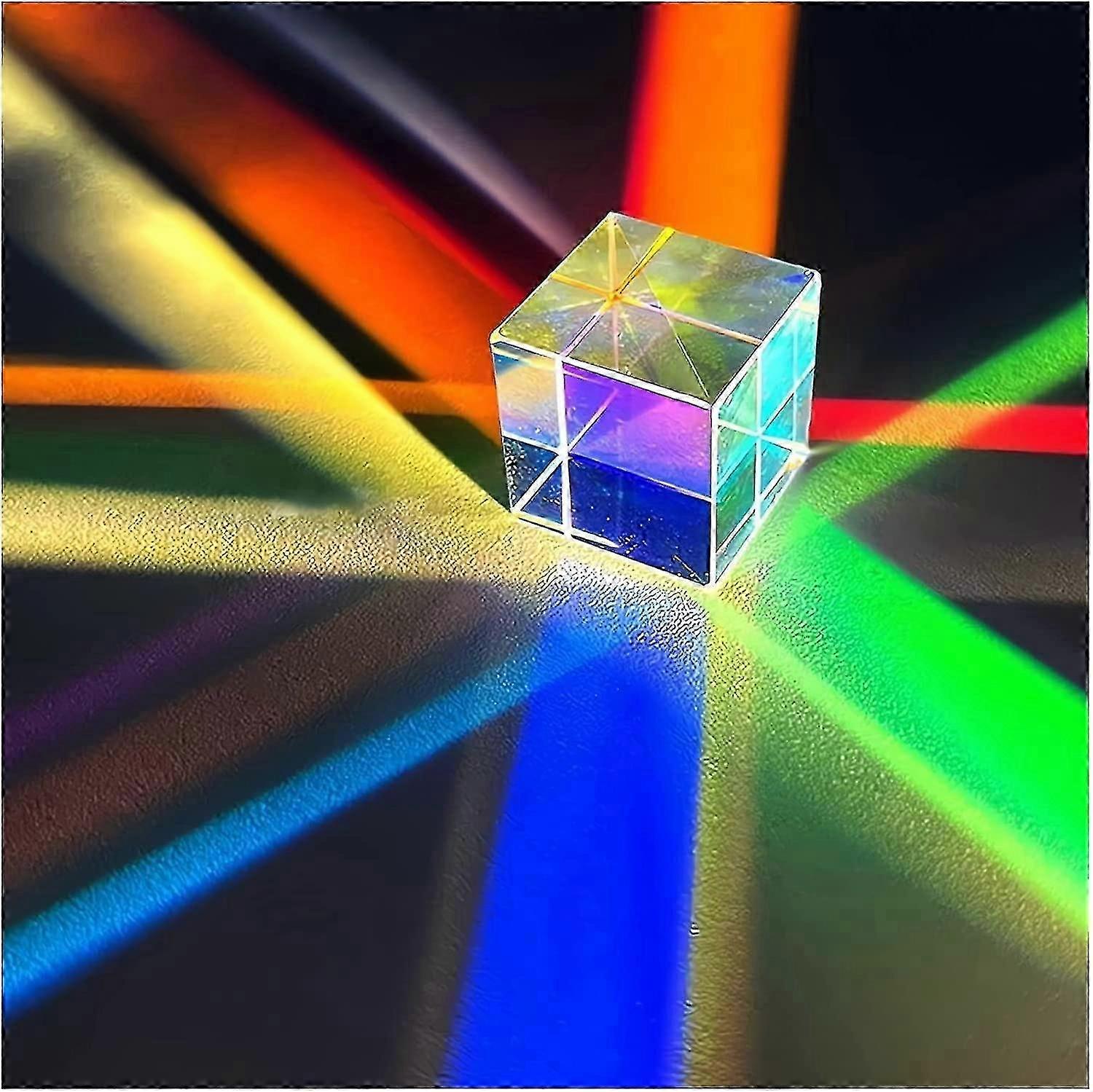 Magic Prism Cube, Rainbow Color Prism Cubes, 3d Glass Photography Prisms Mini Cube, Sun Catcher Cube Crystal Prisms