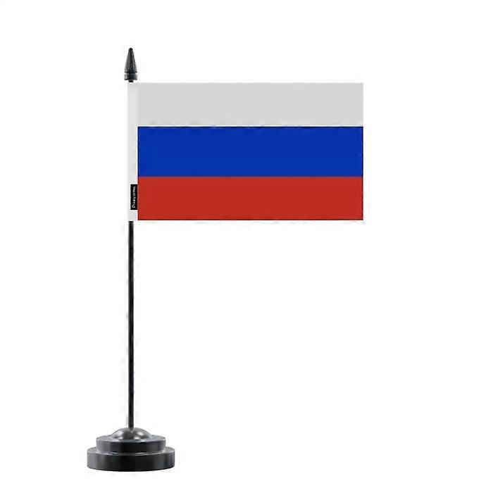 Table Flag - Russia - 14 x 21 cm - Plastic Pole - Double-Sided Print - Multicolor