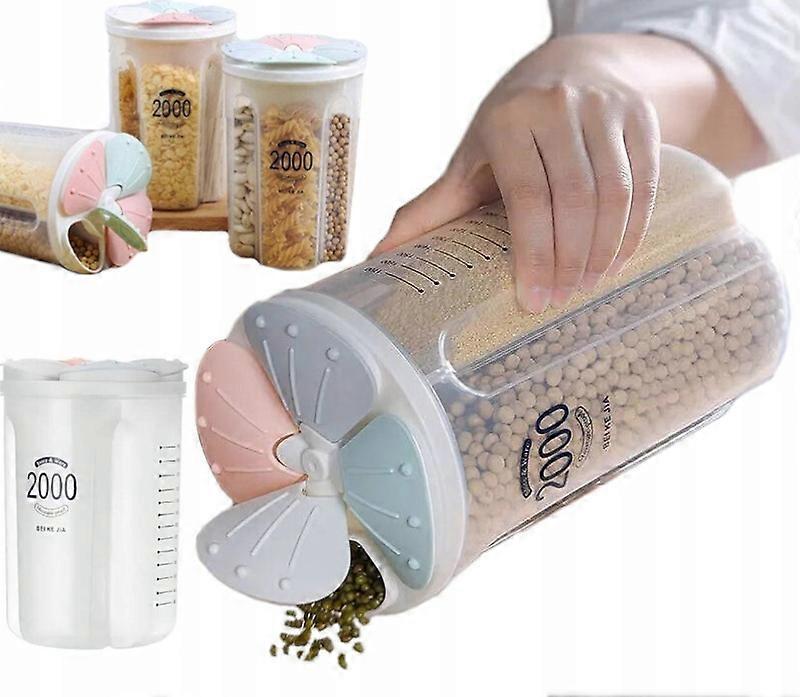 Food Container Box Organizer For Pasta, Beans, Rice 2000ml 4 Compartments