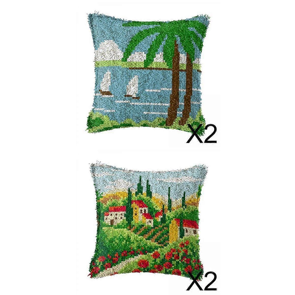 4 件刺绣套件靠垫套缝纫