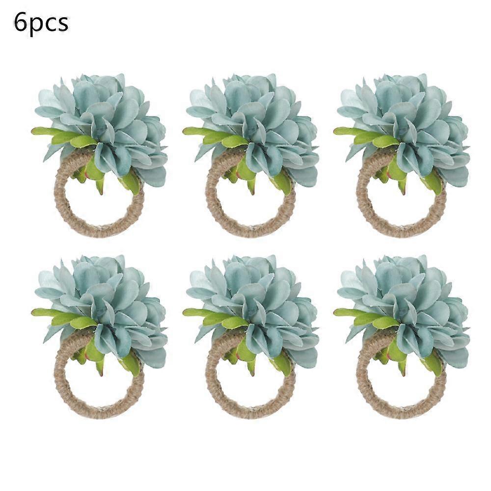 6pcs Real Flower Napkin Buckle Artificial Floral Napkin Rings Table Decoration