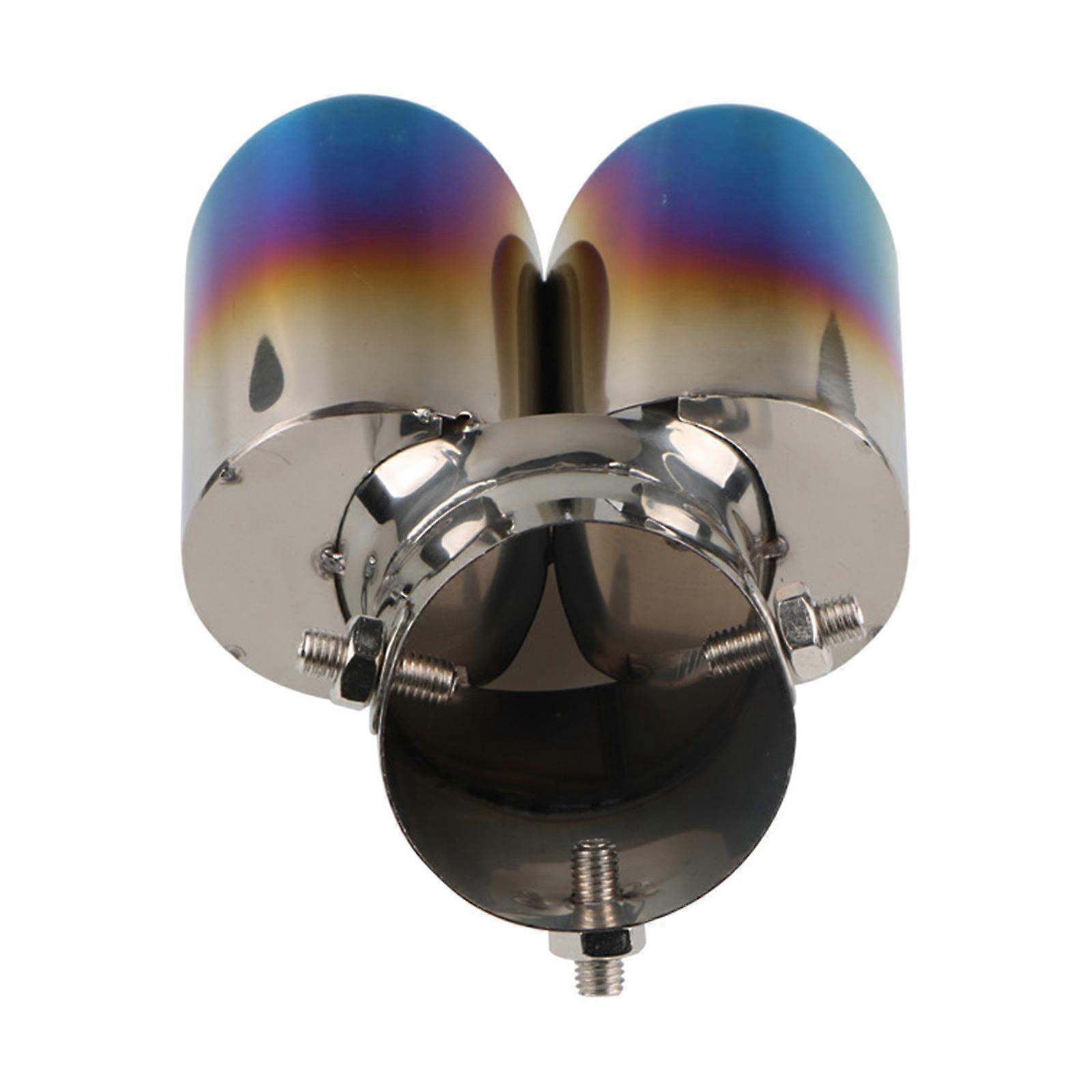 Auto Car Dual Tail Pipe Stainless Steel End Replace Premium straight silver