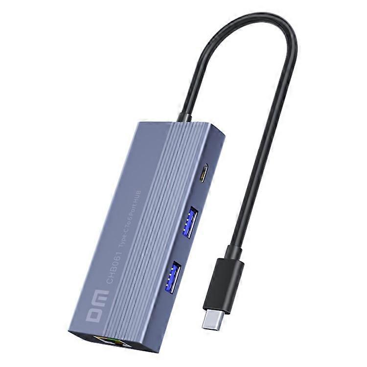 DM CHB061 Type-C Hub Aluminum Alloy USB Docking Station with Gigabit Ethernet / HD / PD Charging