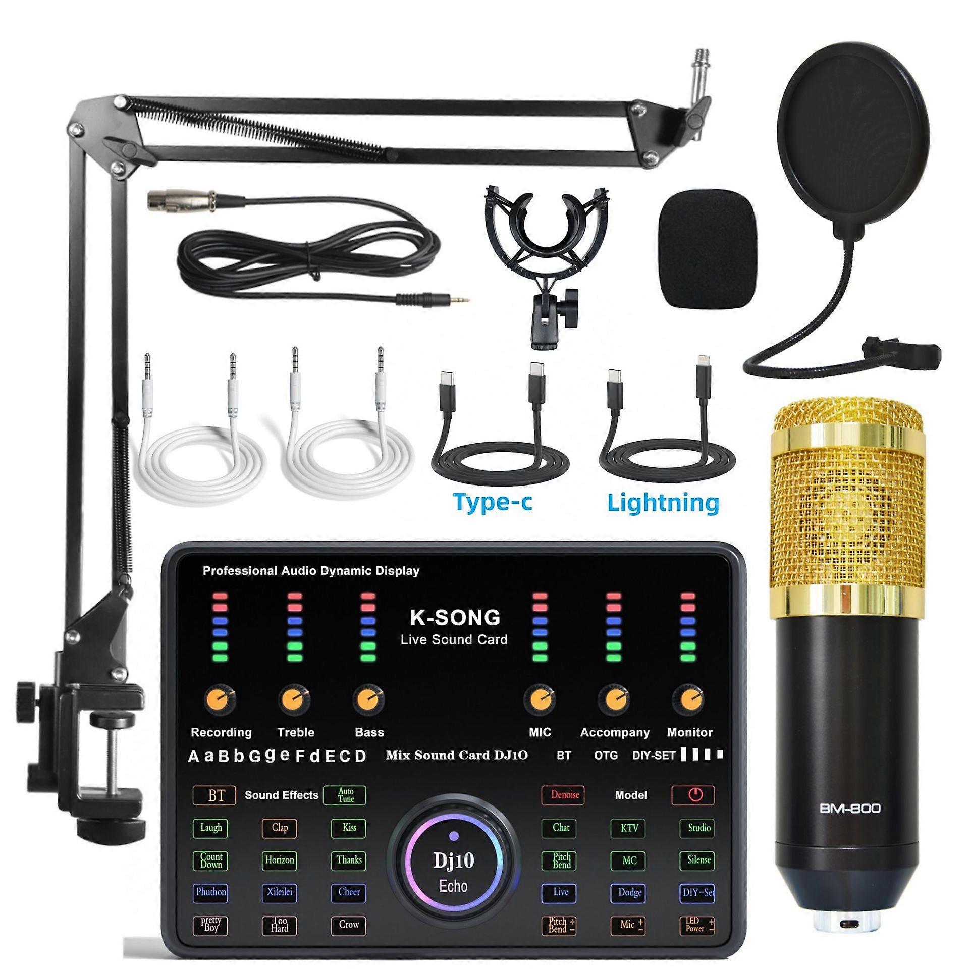 Computer Recording Karaoke Microphone Microphone Live Broadcast Sound Card Set