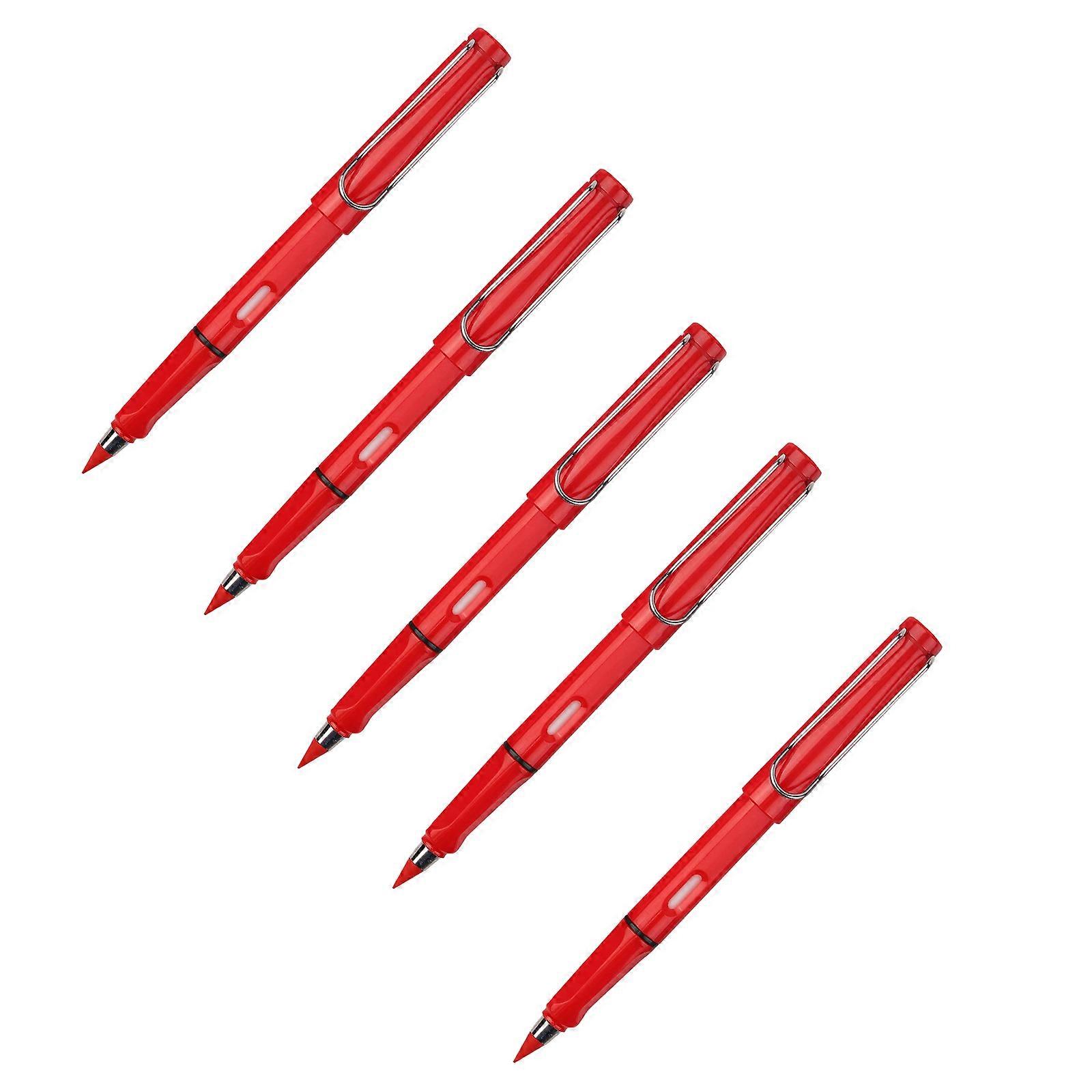5/12PCS Colorful Inkless Pencil Colored Everlasting Pen No Sharpening for Writing Drawing Art Illustration Card Making  Red