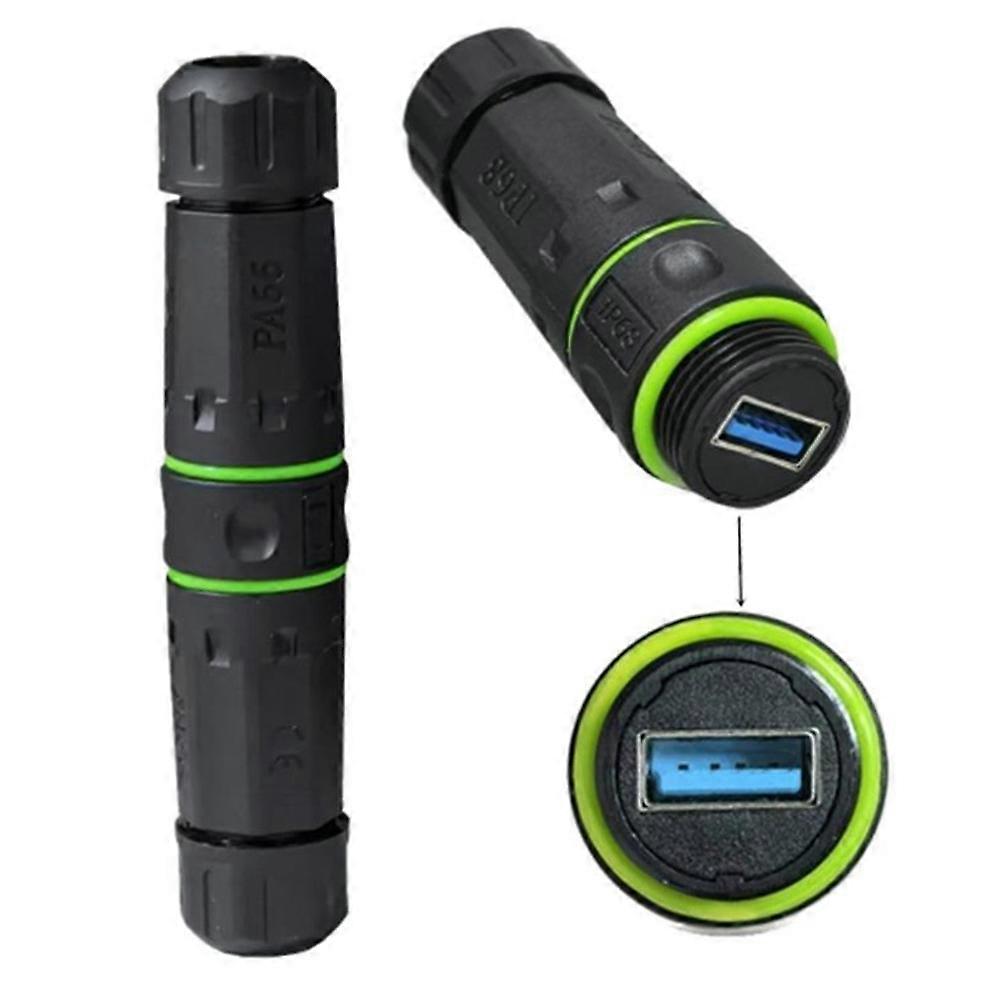 M20 5Gbps USB 3.0 Pass Through Coupler IP68 Waterproof Panel Mount Connector Extender Adapter