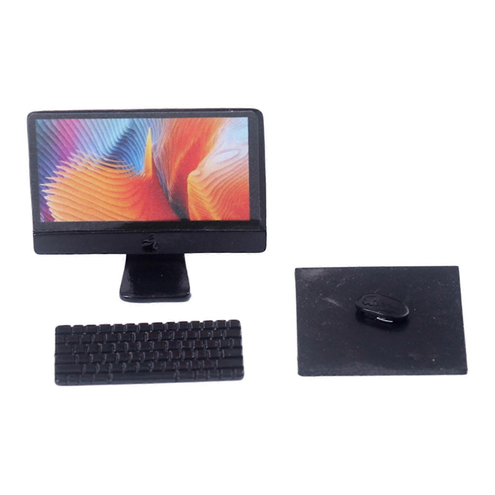1/12 Dollhouse Desktop Computer Set Miniature Modern Accessory Scene Prop