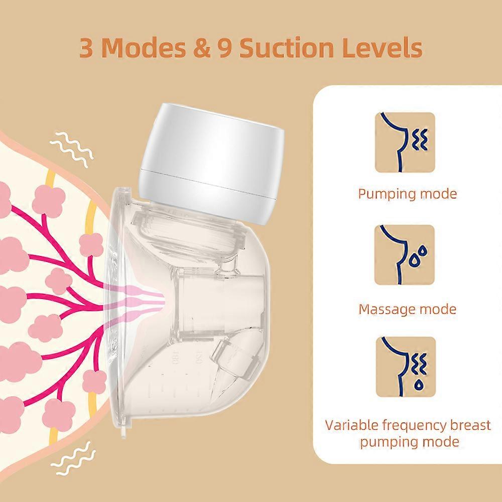 Wearable Breast Pump Hands Free Electric Breast Pump for Breastfeeding 3 Modes 9 Suction Level Low Noise Built-in Battery with 240ml Milk Collector f