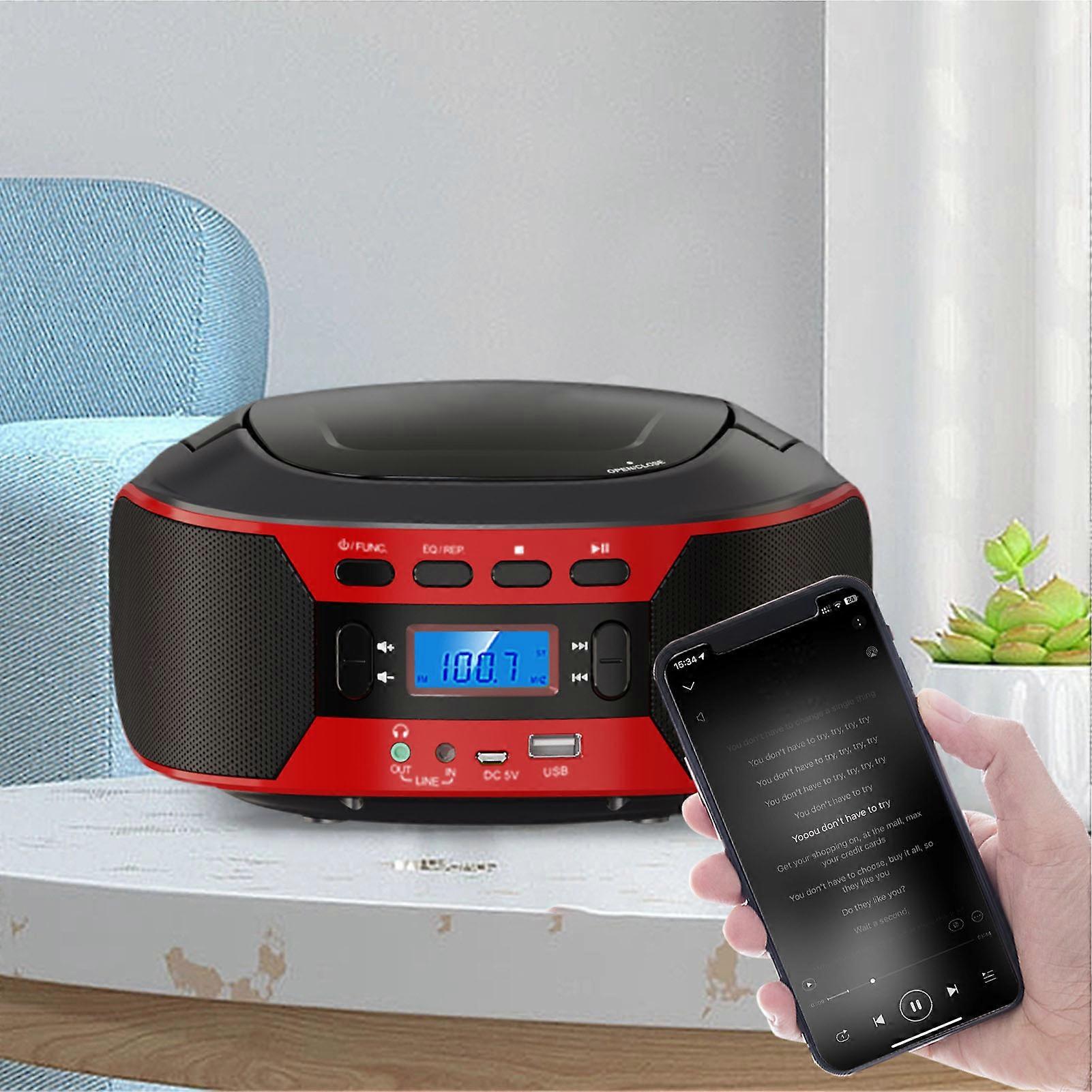 Portable CD Player Wireless Bluetooth Support FM Radio Digital Display Multi Ports Multifunction Home CD Player MP3 Player 100‑240V EU Plug 