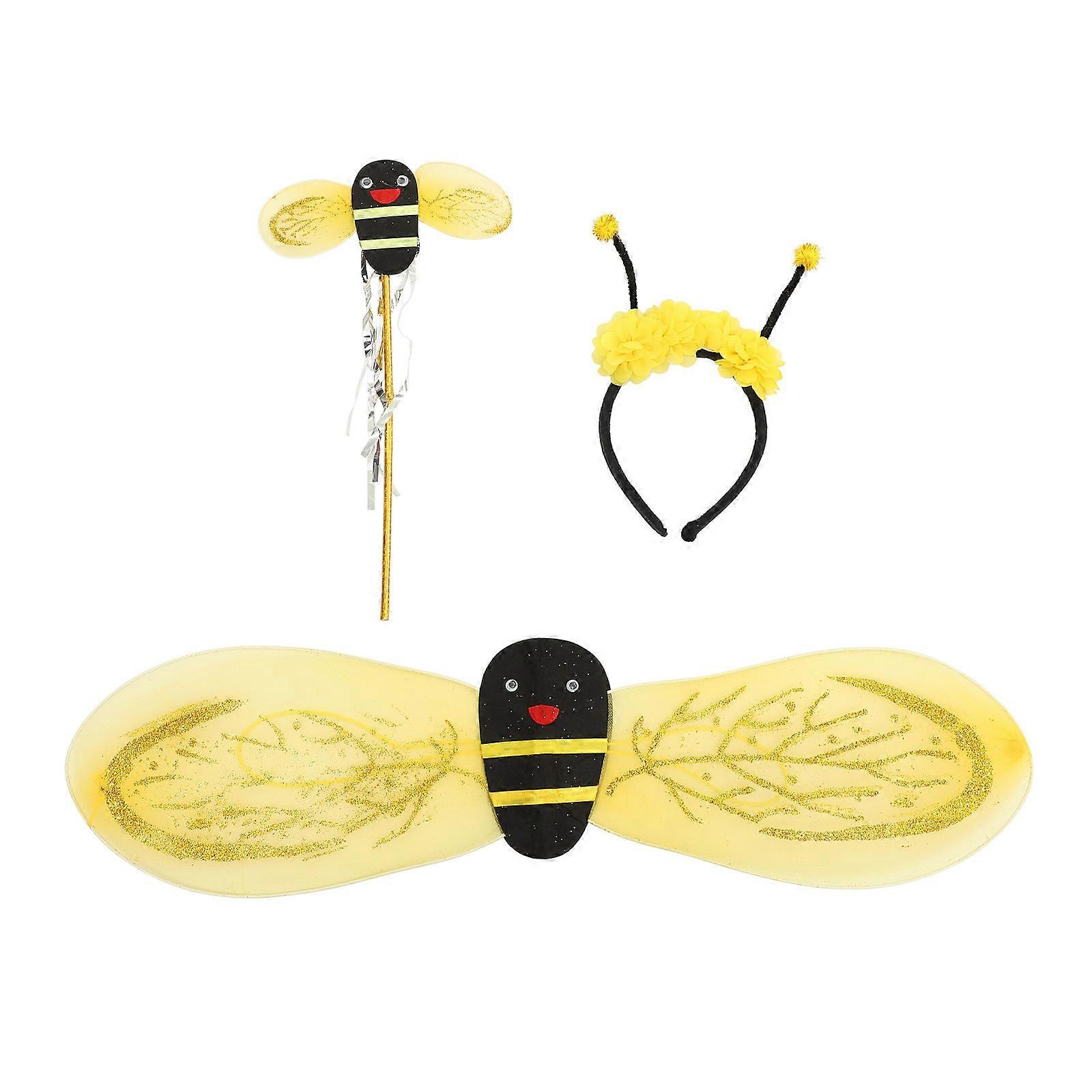 Honey Bee Fairy Costume Accessory Set with Headband for Dress Up, Halloween, Birthday Parties, and Stage Performances