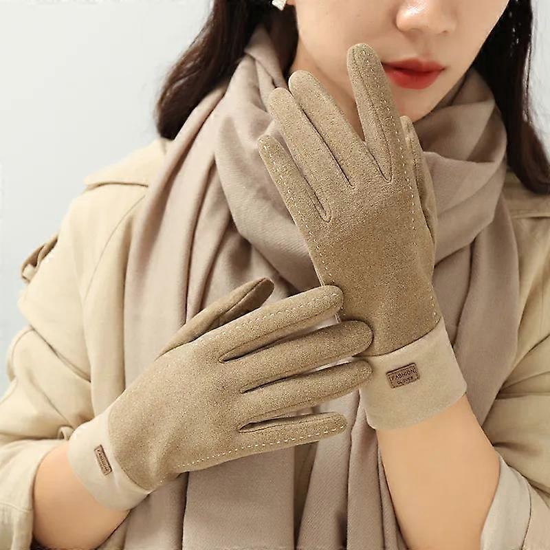 Gloves Female Winter Plus Velvet Warm Korean Version Cute Student Cold-proof Touch Screen Riding Velvet Gloves