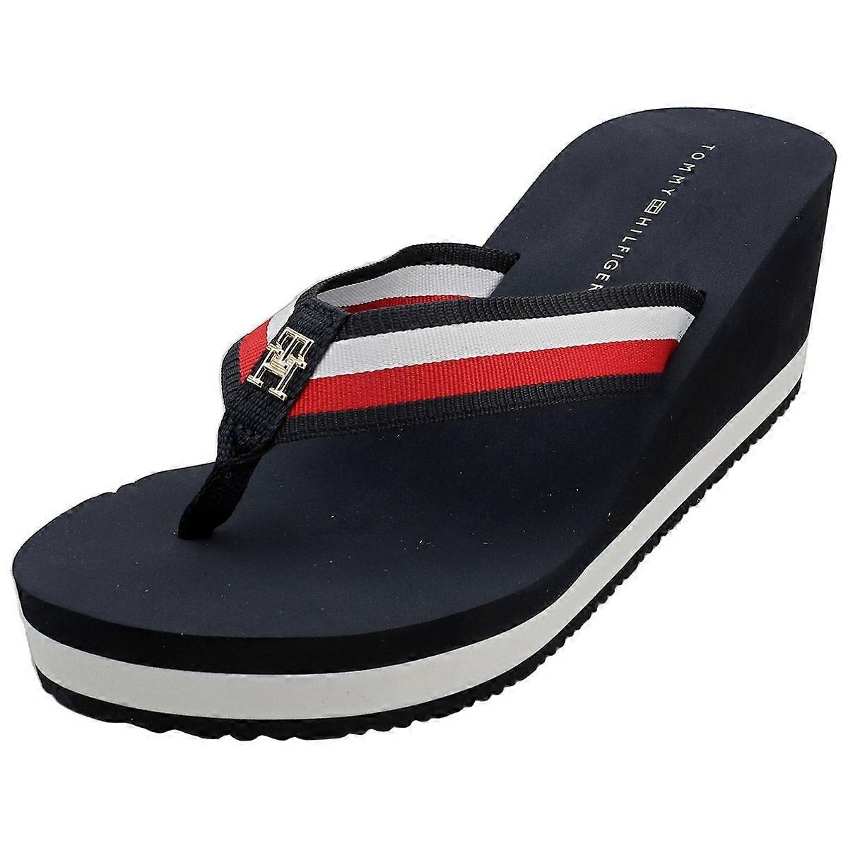 Tommy Hilfiger Corporate Wedge Beach Womens Beach Sandals in Space Blue