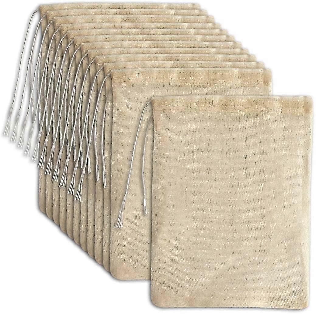 12 Pack Reusable Drawstring Cotton Soup Bags, Suitable for Coffee and Tea Brew Bags (4''x6'')