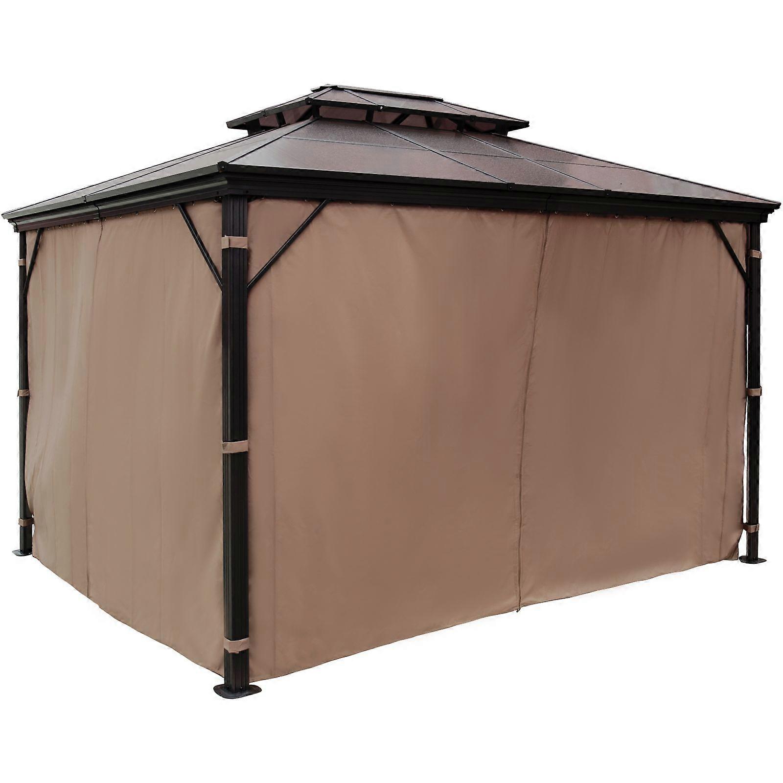 Hardtop Gazebo 10 \' x 10\' con rete - Gazebo in metallo Tetto permanente a doppio livello in alluminio - Gazebo per patii, cortile, esterno