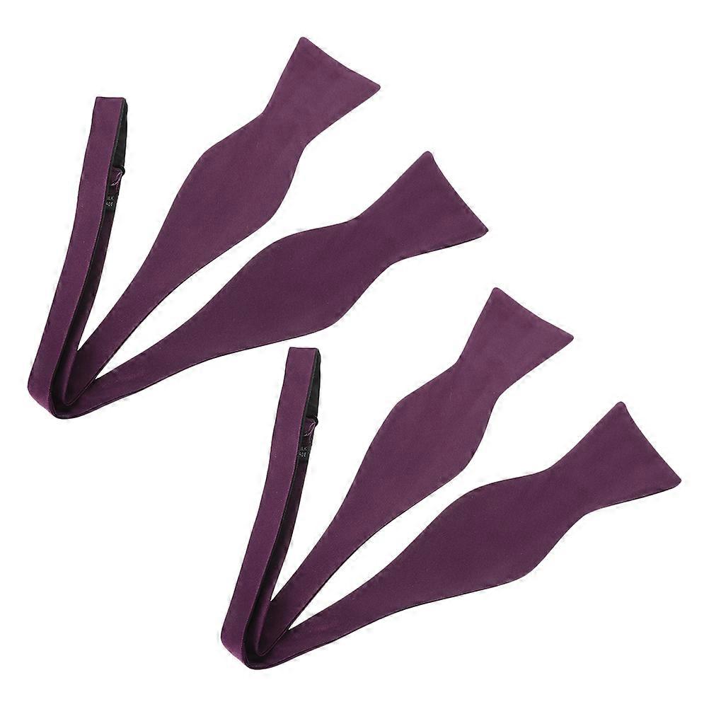 Mens Bow Ties Self Tie Purple Bowtie For Weddings Party Supplies Stylish Adjustable 2Pcs