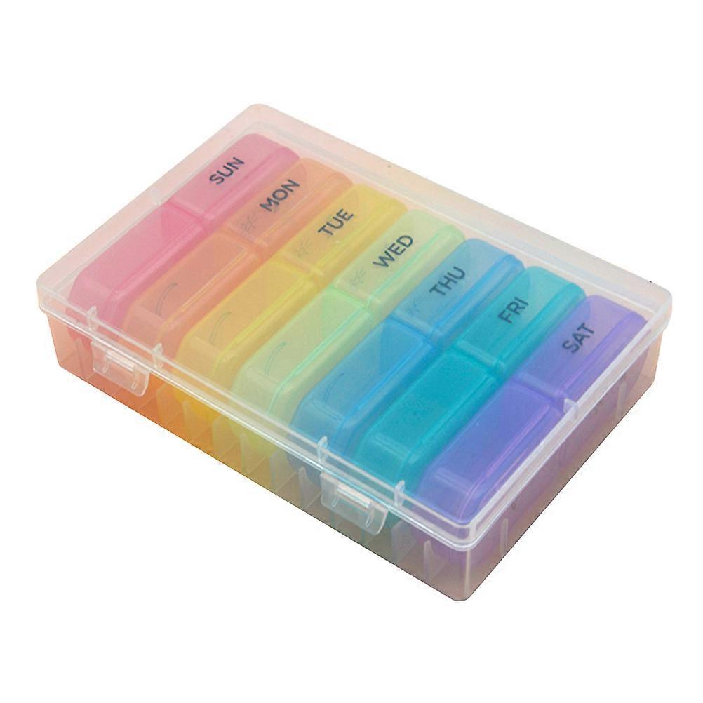 Small Pills Box for Storage 7-Gird Plastic Organizer Outdoor Container