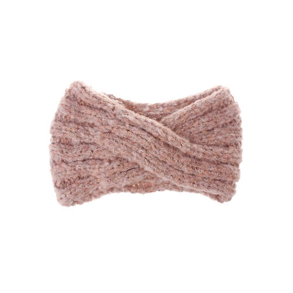 Comfortable to Wear Knitted Headwrap Elastic Headband Winter Fall Pink 1Pcs