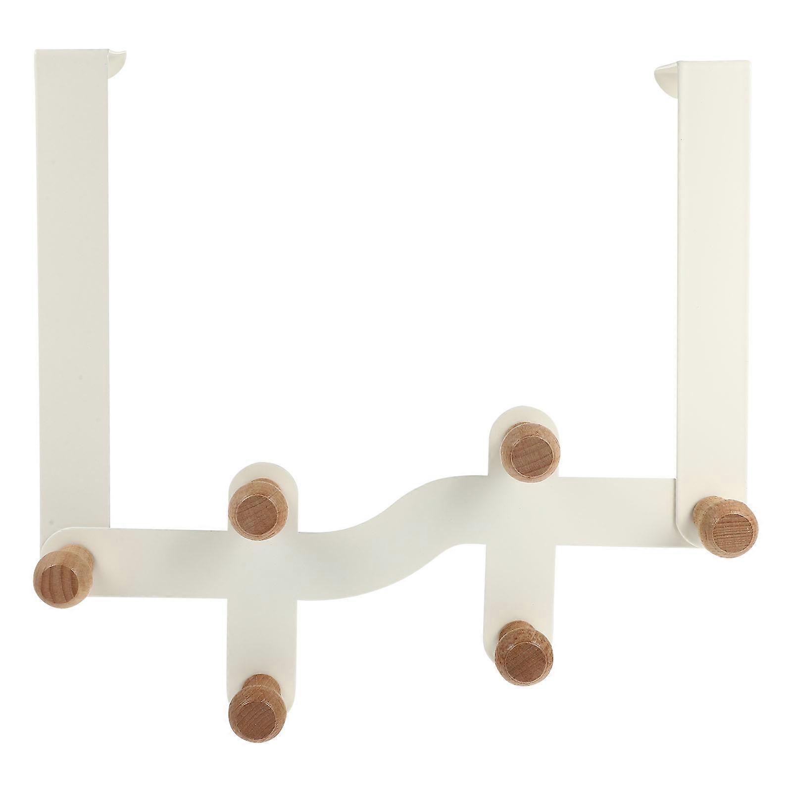 Over the Door Organizer Rack with Wooden Hooks for Coats, Towels, Keys, and Kitchen Utensils – Space Saving Storage Solution for Home and Entryway –