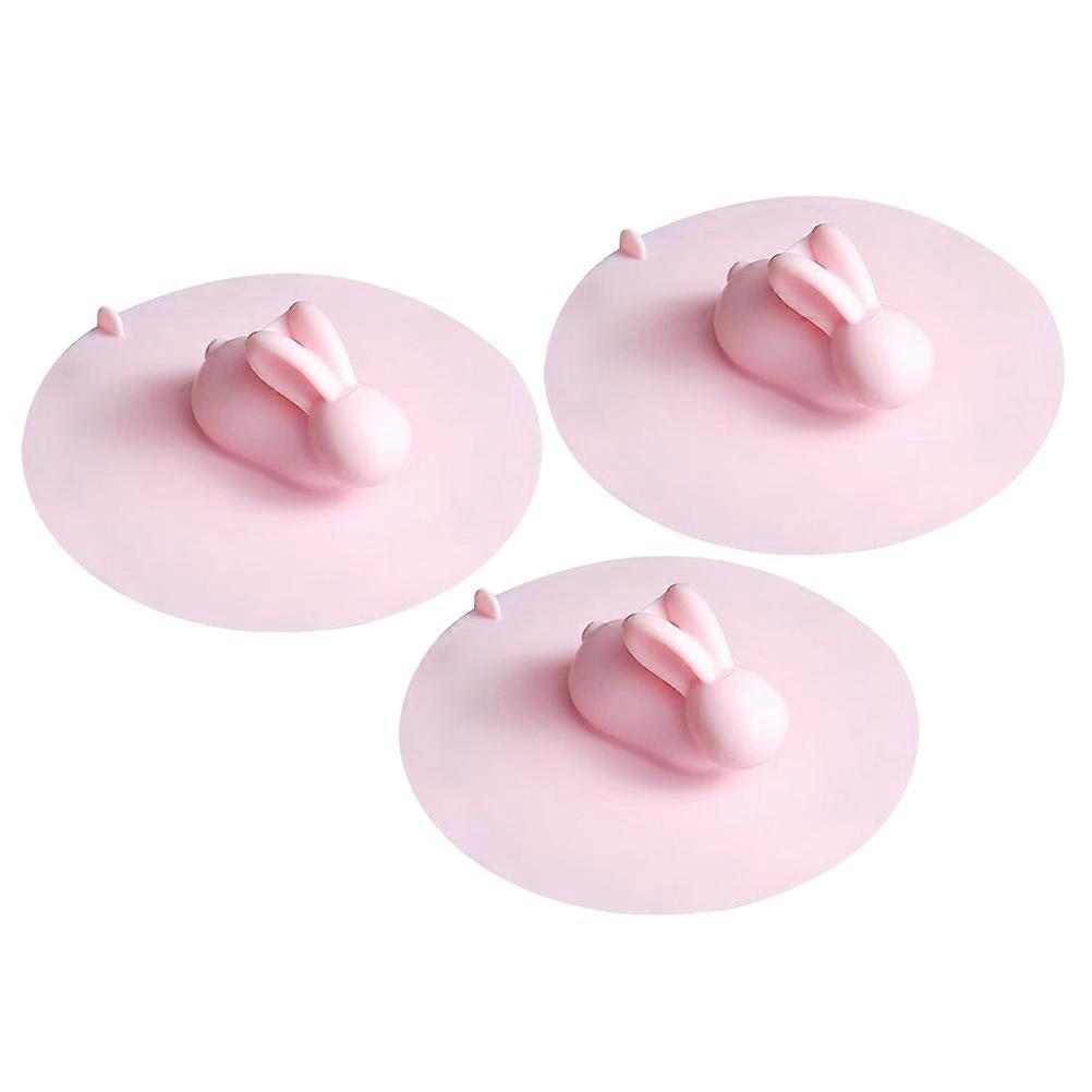 Kitchen Sink Strainer Plug Rabbit Shape Silicone Drain Cover Prevent Cockroach Pink 3Pcs