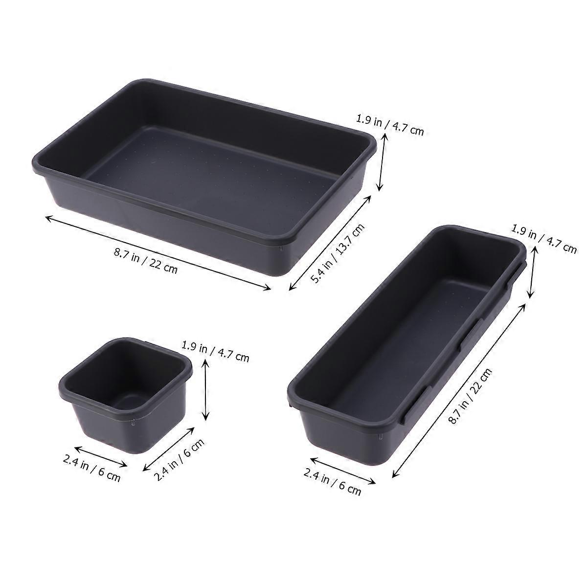 Storage Container Multi Compartment Box Organize Desktop Use Black 23.50x15.00x4.00CM Plastic 8Pcs