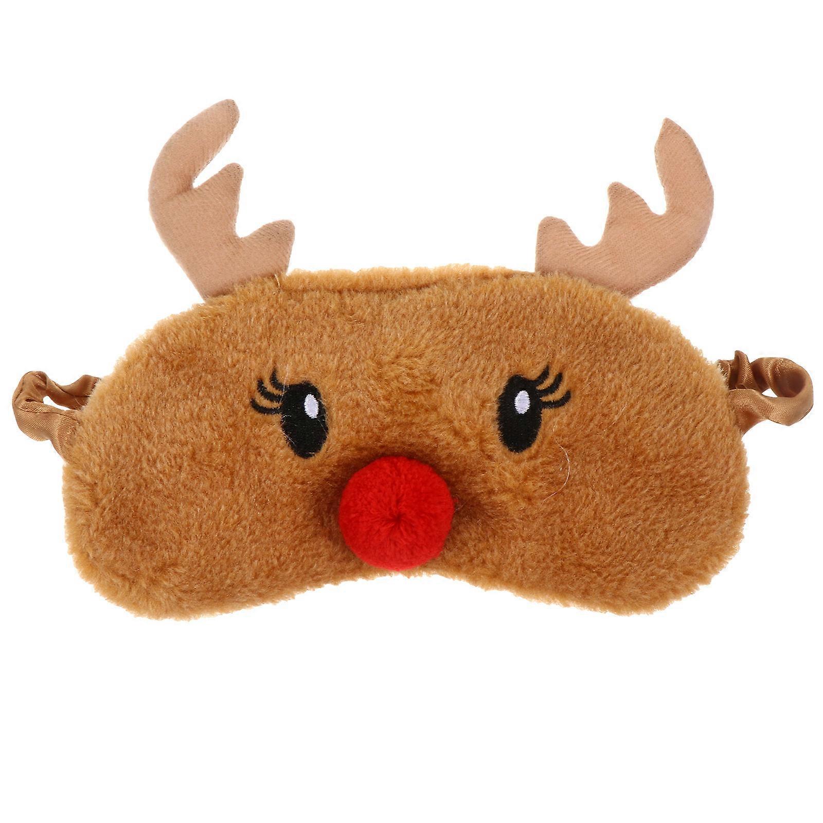 Comfortable Eye Mask Adorable Christmas Elk Plush Shading Sleeping Eye Mask For Flight Train 1Pc