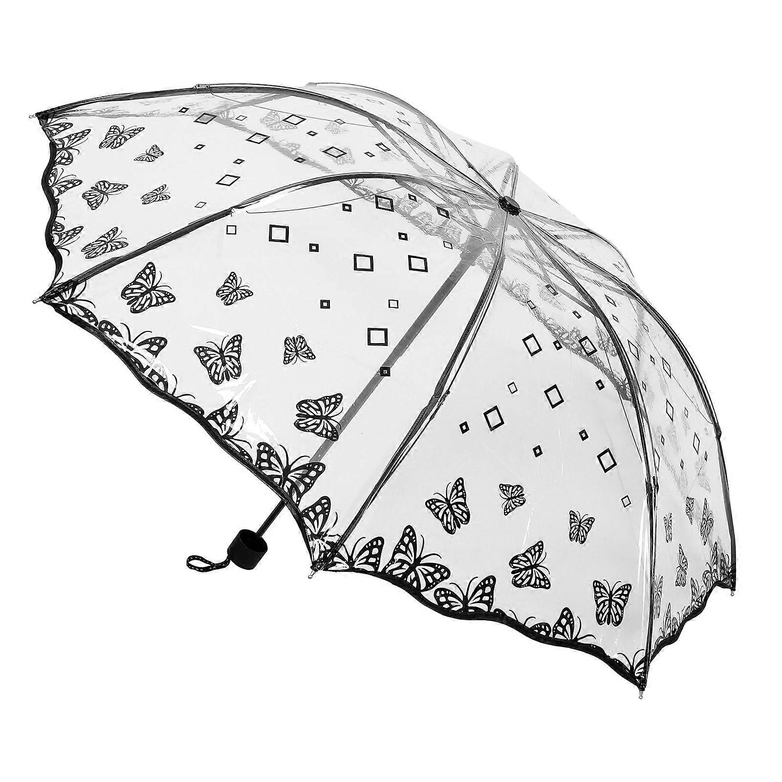 Compact Lightweight Folding Umbrella with Butterfly Print for Rain and Sun – Portable Travel Umbrella Fits Handbags and Backpacks