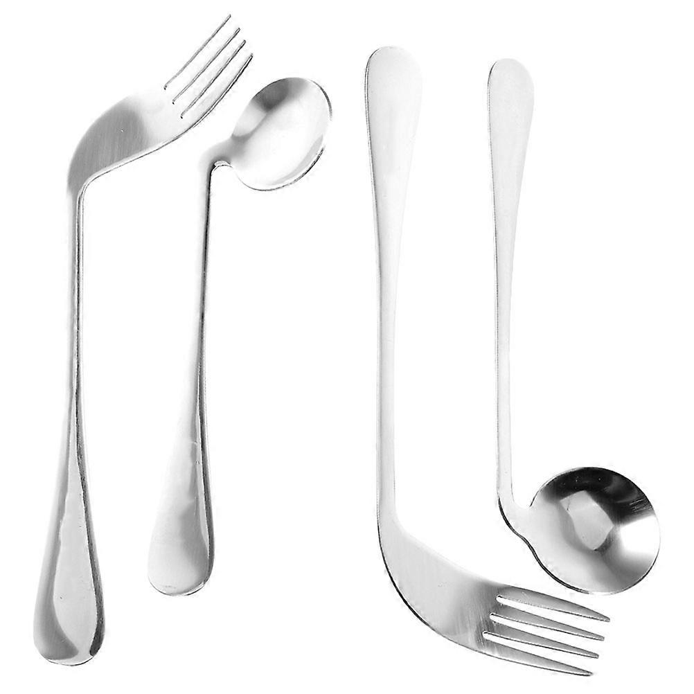 Ergonomic Angled Stainless Steel Spoon and Fork for Elderly and Mobility Users – Durable Wrist Friendly Cutlery for Bedridden Individuals
