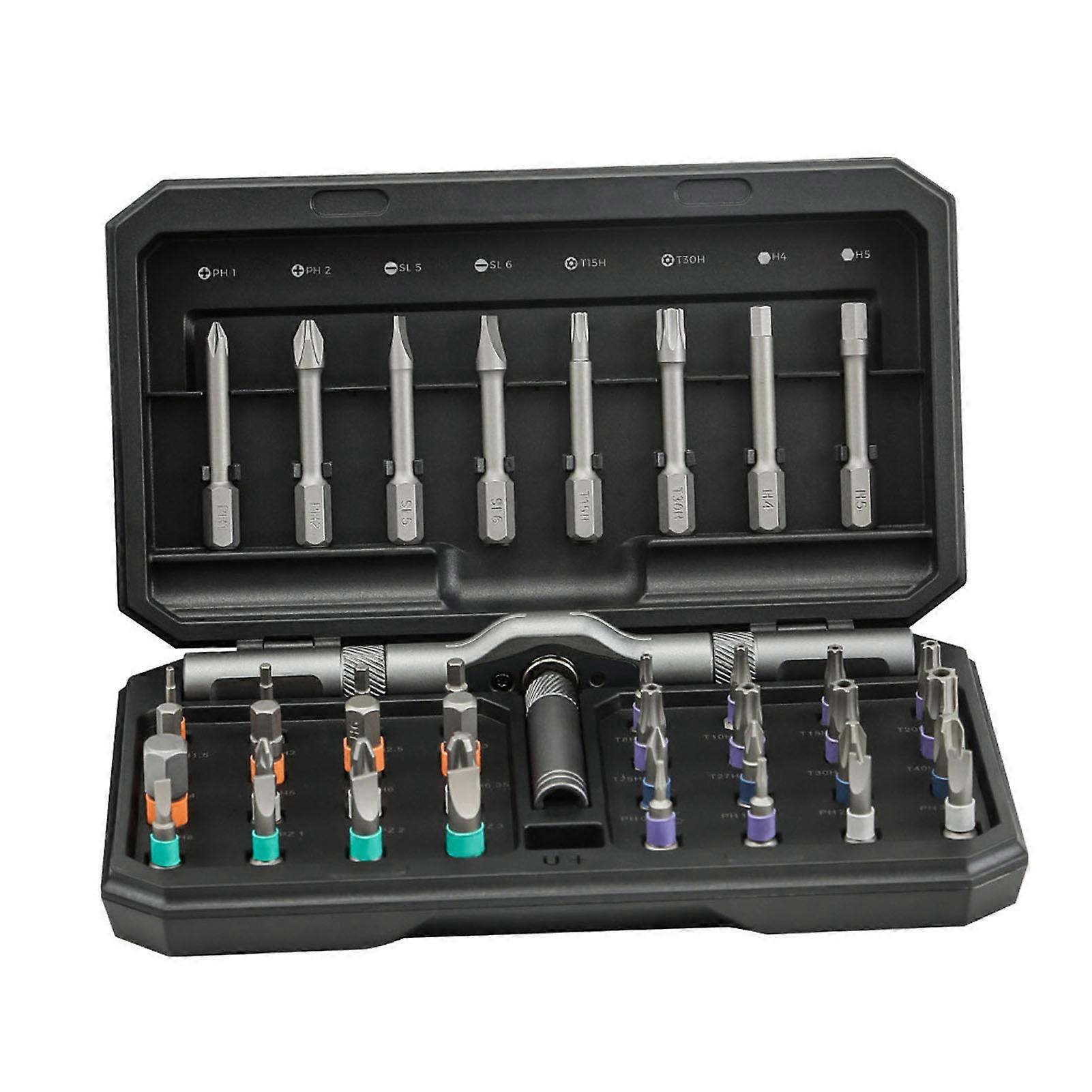 42 in 1 Ratchet Screwdriver Set, Multi-Bit, Magnetic Drive, with Detachable Ratchet Handle, for Furniture and Electronics