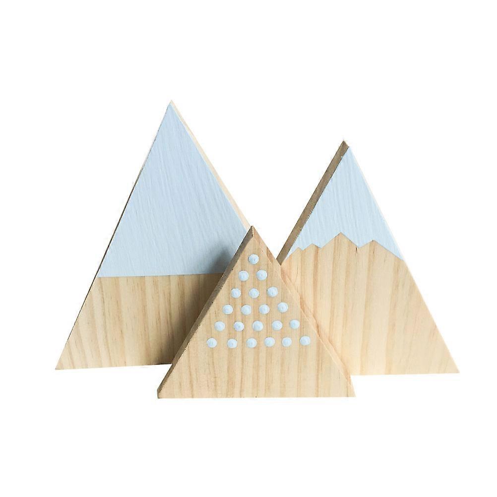 Farmhouse Table Triangular Decorations Wooden Craft Room Arrangements Blue 15 x 15 x 14cm 3Pcs