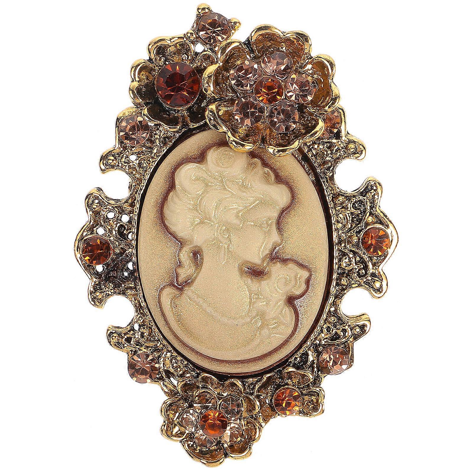 Vintage Style Brooches Rhinestone Brooches for Women Retro Design Prom Coffee Color 5.50X4.00X1.50CM 1Pack