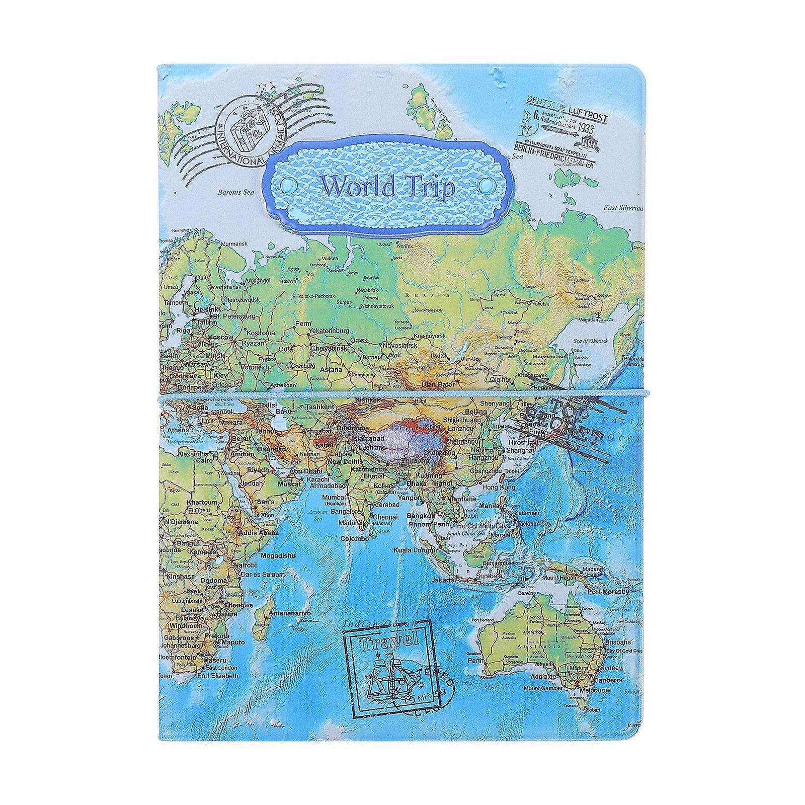 Global Map PU Passport Holder – Lightweight Travel Document Organizer for Men & Women, Stylish & Portable Boarding Pass Case for Travel Use