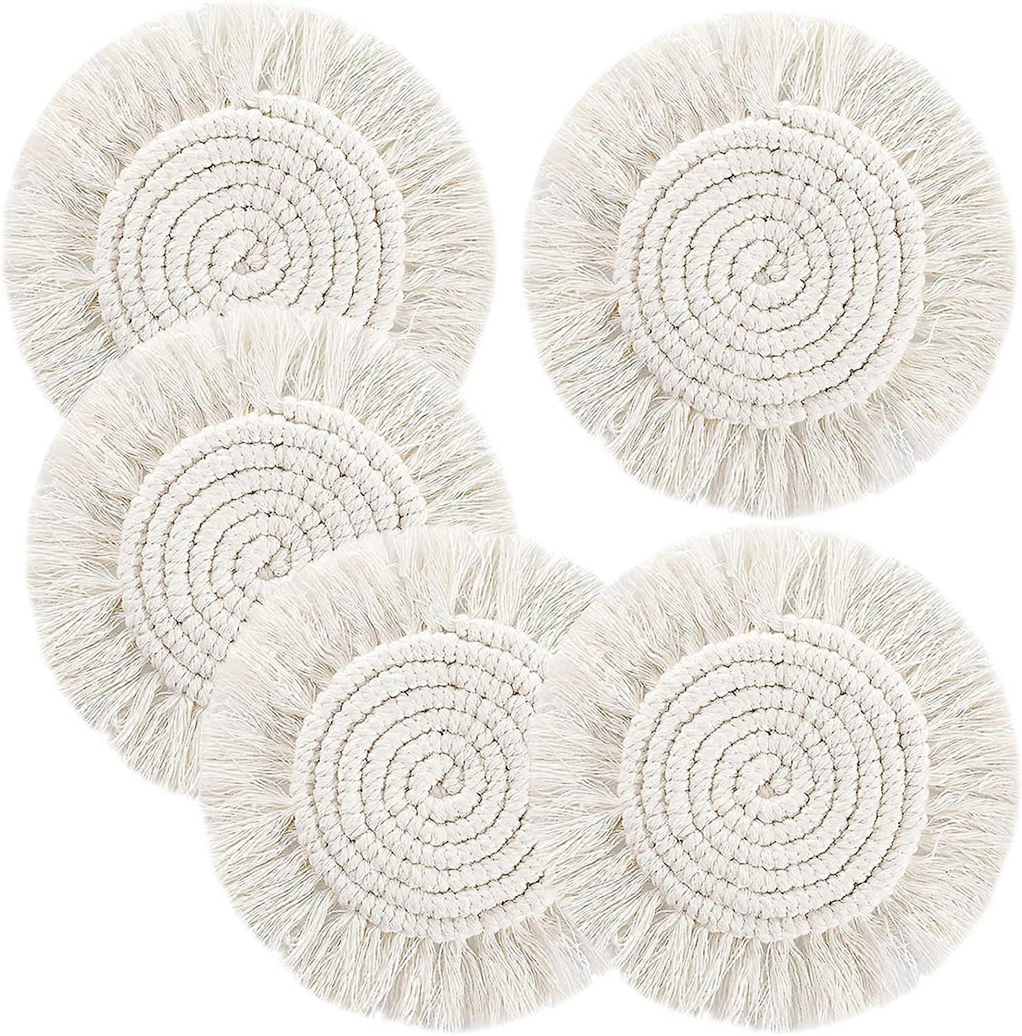 5 Pieces H  made Round Coasters Non-slip Reusable Coasters