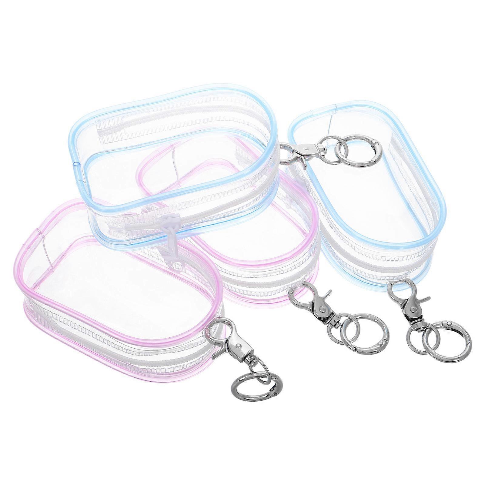 Clear Doll Display Bag Keychain Home Use Prevent Loss Assorted Color Showcases Dolls 4Pcs