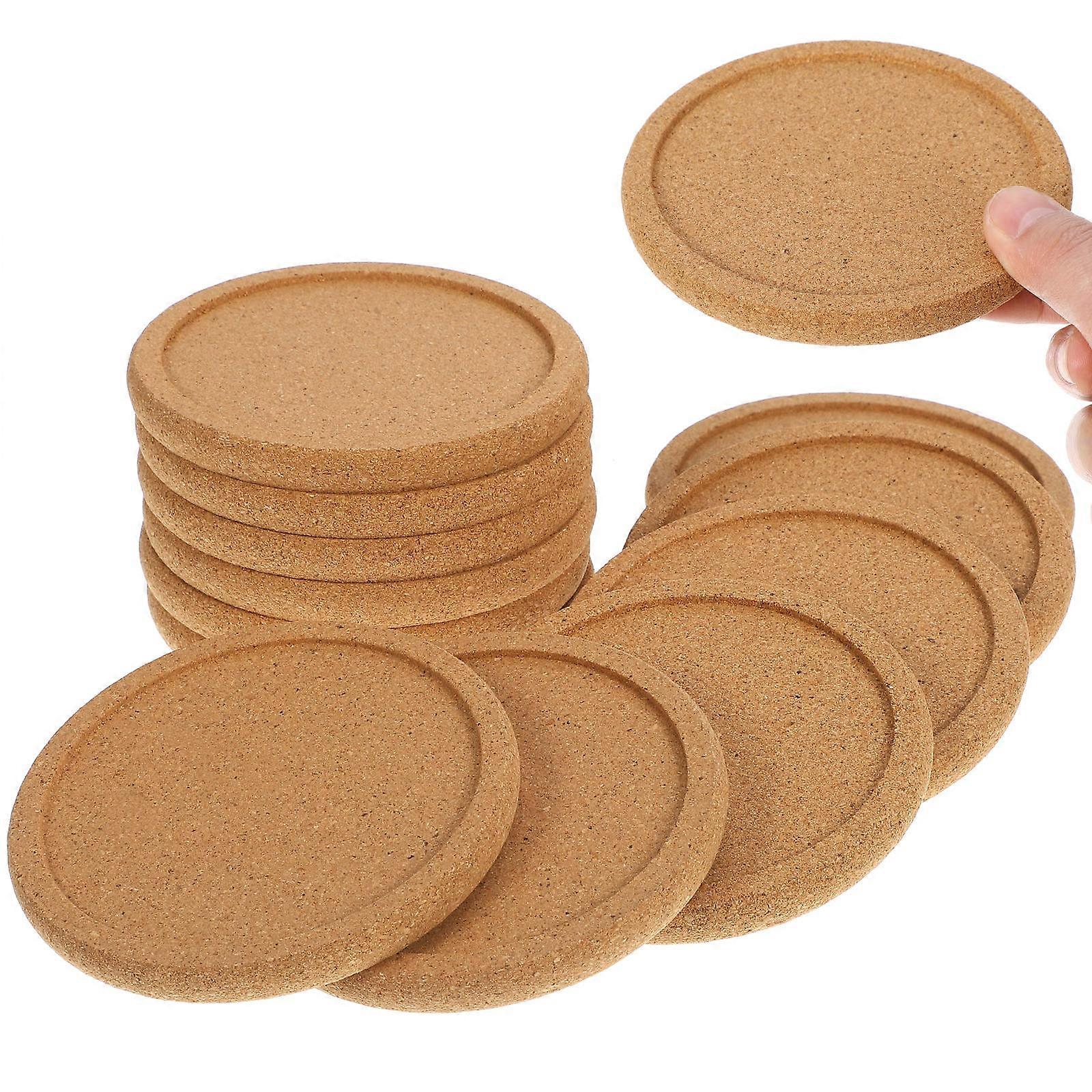 Cork Mats for Table Simple Cork Coasters Round Absorbent for Home Restaurant Office and 10cm Brown Absorbent 12Pcs