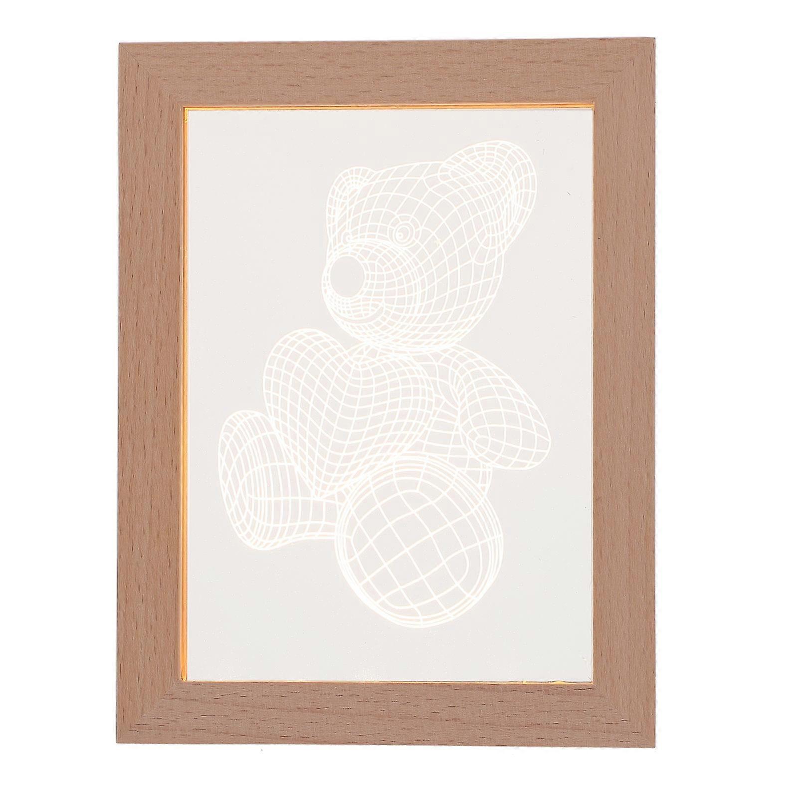 Luminous Photo Frame Lamp Led Night Light Home Decoration Wood Color 17X13X1.5CM USB Powered 1Pack