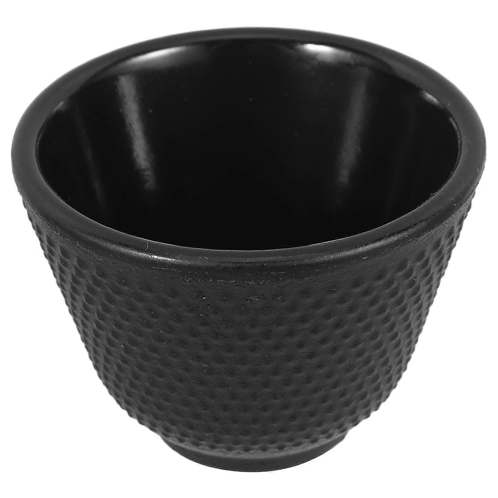 Portable Reusable Cast Iron Kung Fu Tea Cup 80ml Black Non Slip Texture Vintage For Home And Teahouse 1Set
