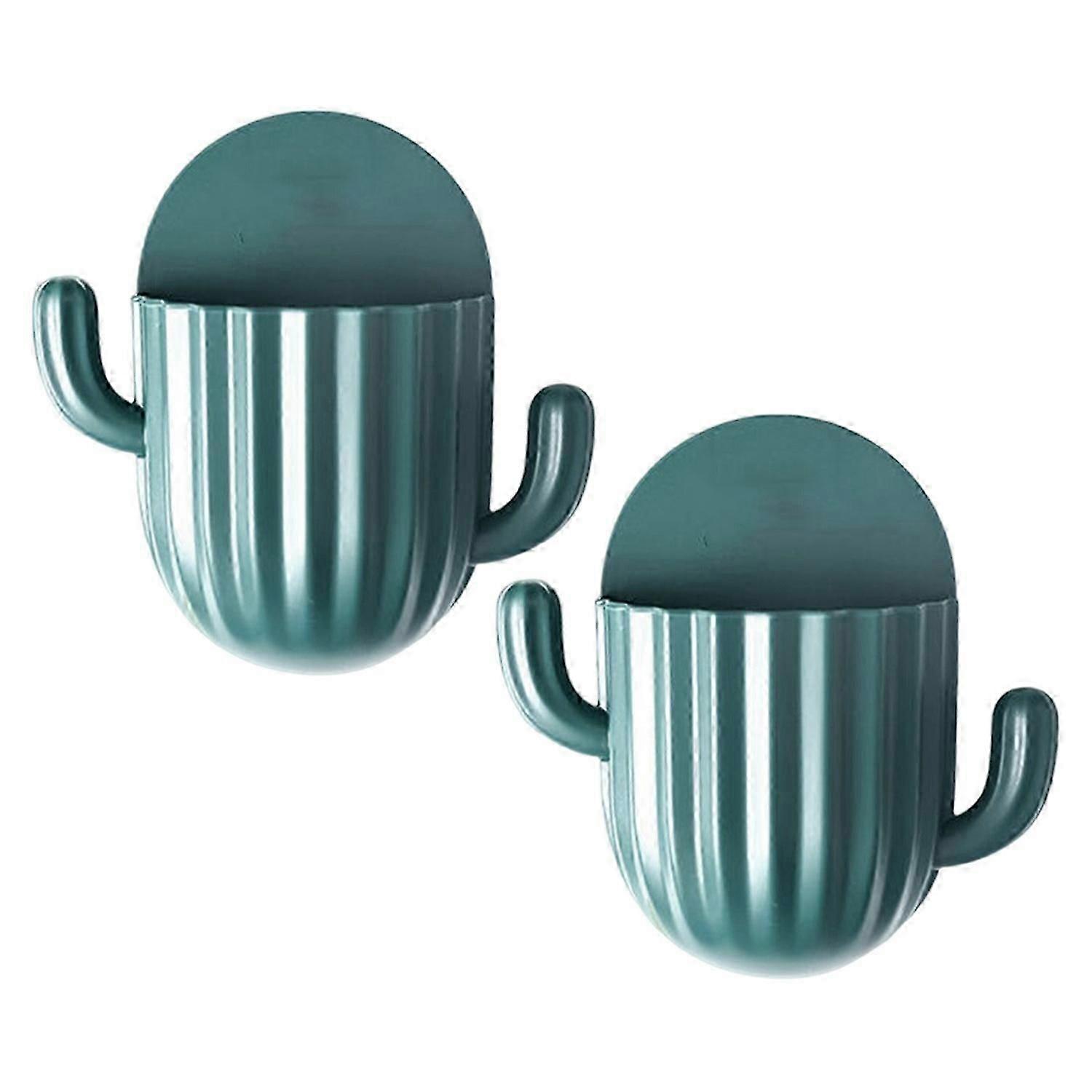 2025 Latest Model 2Pcs Makeup Brush Holder Good Ventilation Cactus Shape 2 Hooks