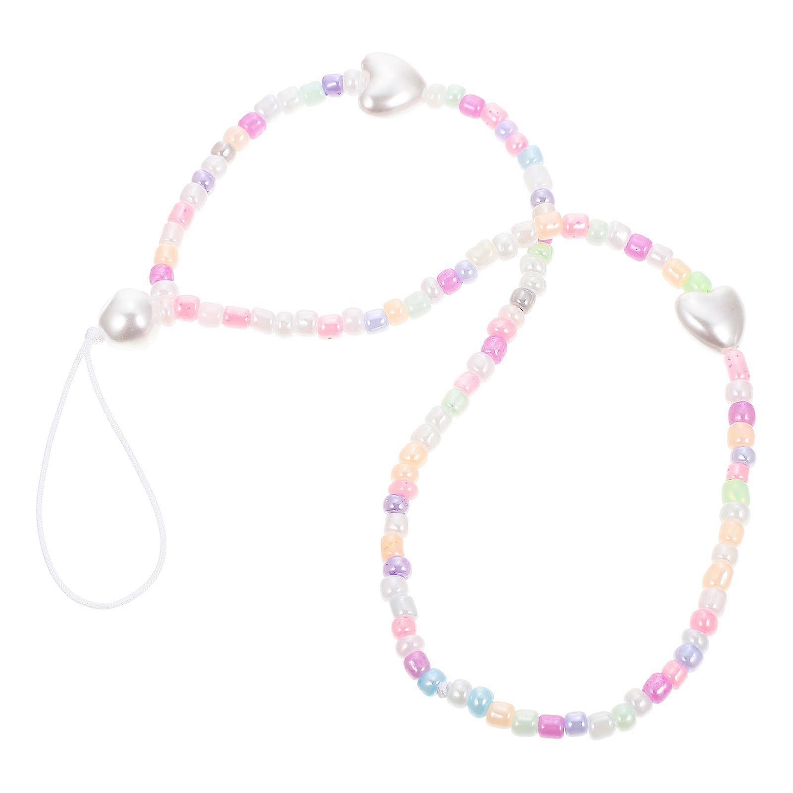Cell Phone Lanyard Beaded Chain Mobile Phone Beading Lanyard Wrist Strap Everyday Use 1Set